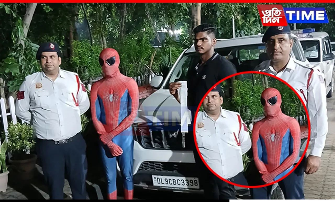 Spidey and Sidekick Caught in Web of Traffic Violations In Delhi